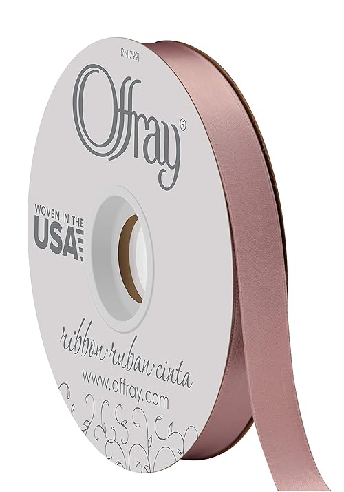 Double Face Satin Ribbon, 50 Yards, Rosewater