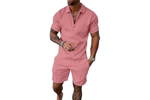 Kubsid Men Track Suits 2 Piece Set Summer Casual Outfits Fashion Polo Shirts Short Sleeve and Shorts Set Vacation Clothes