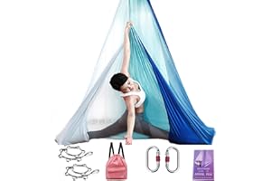 SAIVEN Aerial Silks-Aerial Yoga Hammock with Deluxe Yoga Swing Set, Flying Yoga, Aerial Dance(L:5m x W:2.8m)