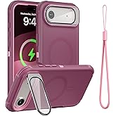 Follaroma for iPhone 17 Air Case with Stand & Built-in Camera Cover, MagSafe Compatible, Heavy-Duty Shockproof Protection, Magnetic & Rugged Phone Cover for iPhone 17 Air 6.5'', Purple-Pink