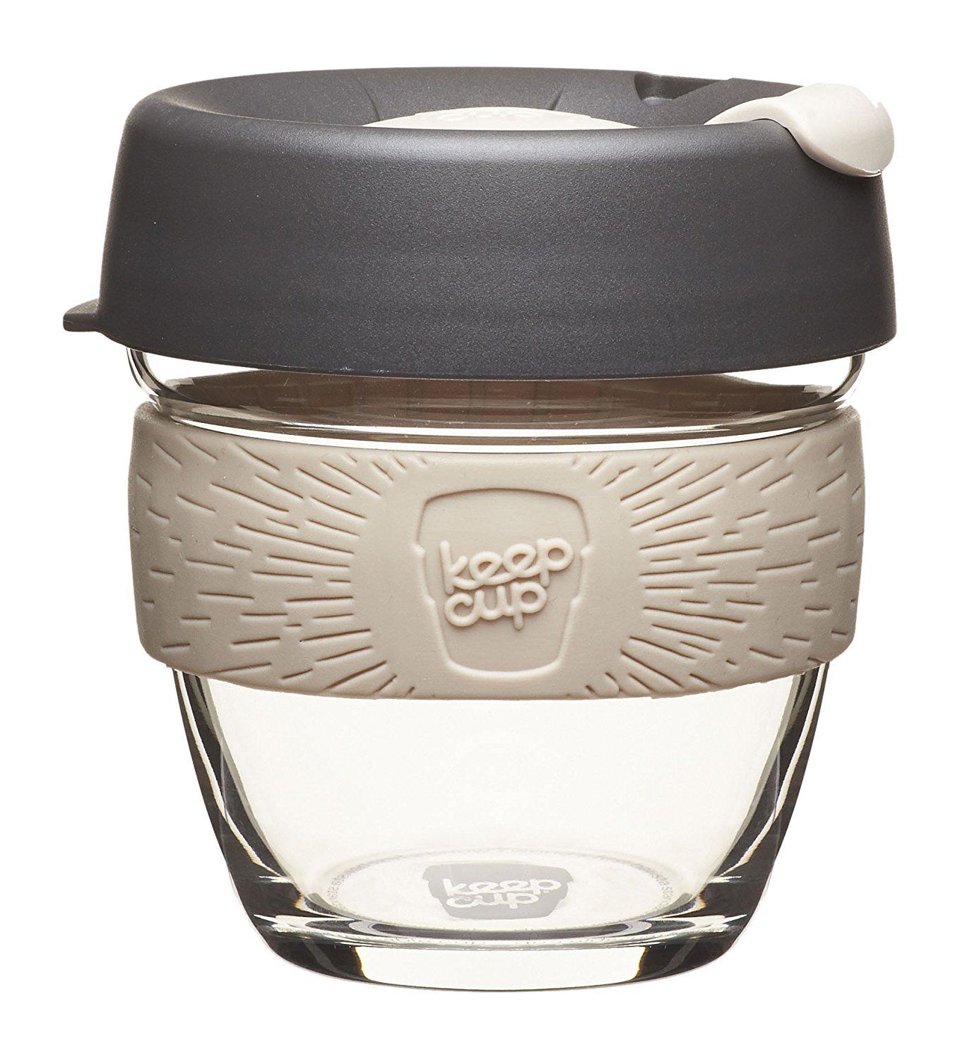KeepCup Brew, Reusable Glass Cup, Small 8oz | 227mls, Chai, 9343243008510, White/Transparent/Light Grey