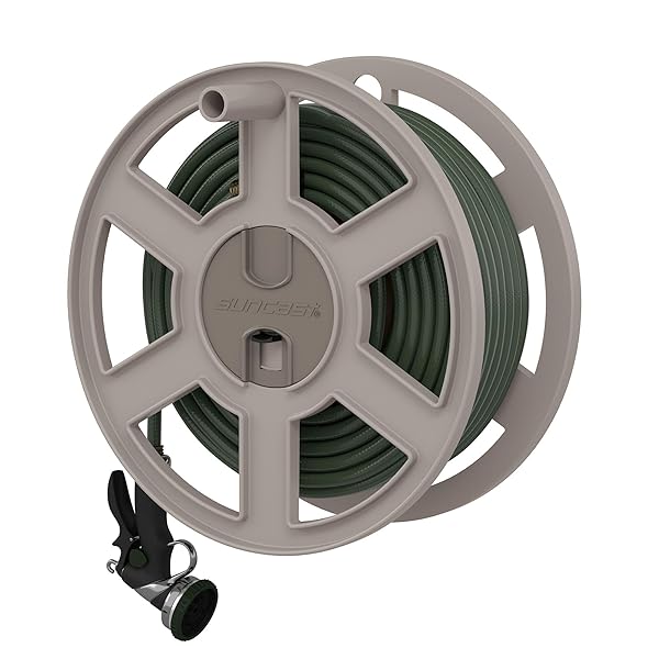SUNCAST 100 FT GARDEN HOSE HOLDER WALL MOUNT,...