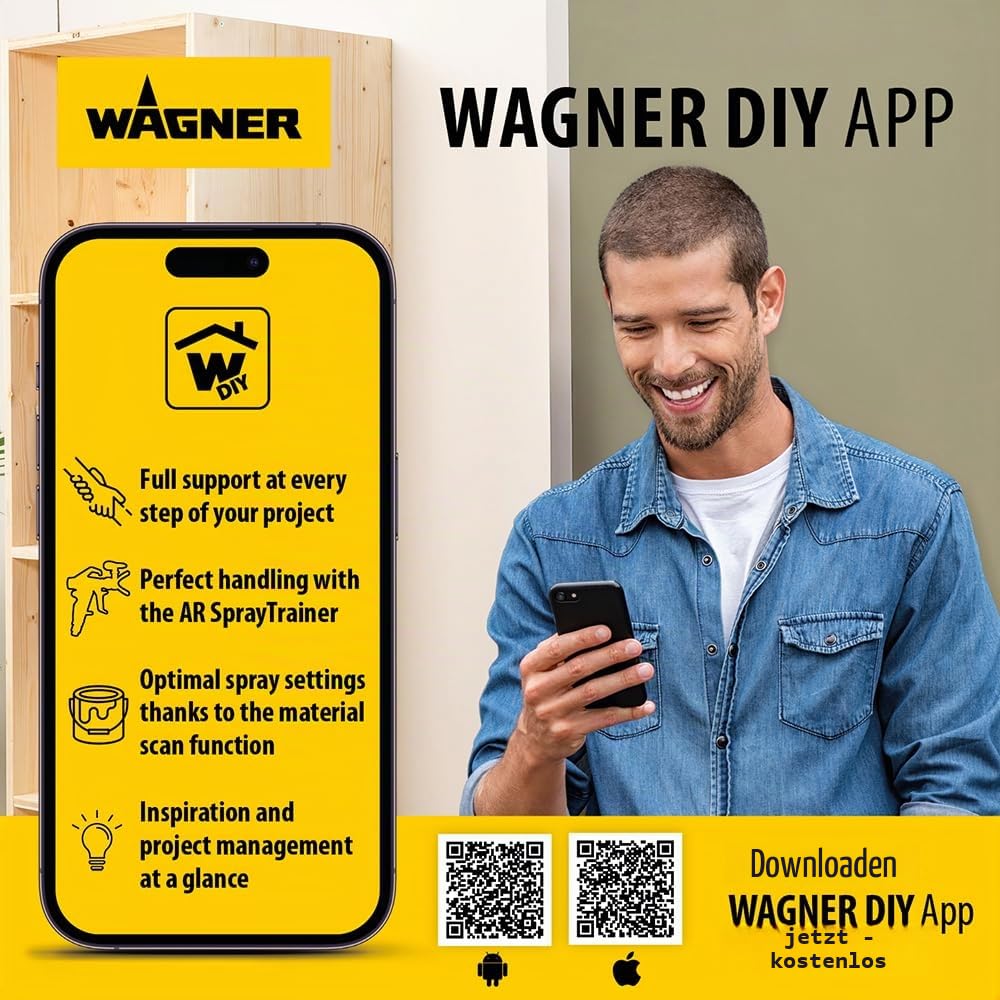 WAGNER Farbsprühsystem W 590 FLEXiO für Wand- und Latexfarben, Lacke & Lasuren im Innen- & Außenbereich, 15 m²-6 min, Behälter 1300 ml/800 ml, 630 W 3