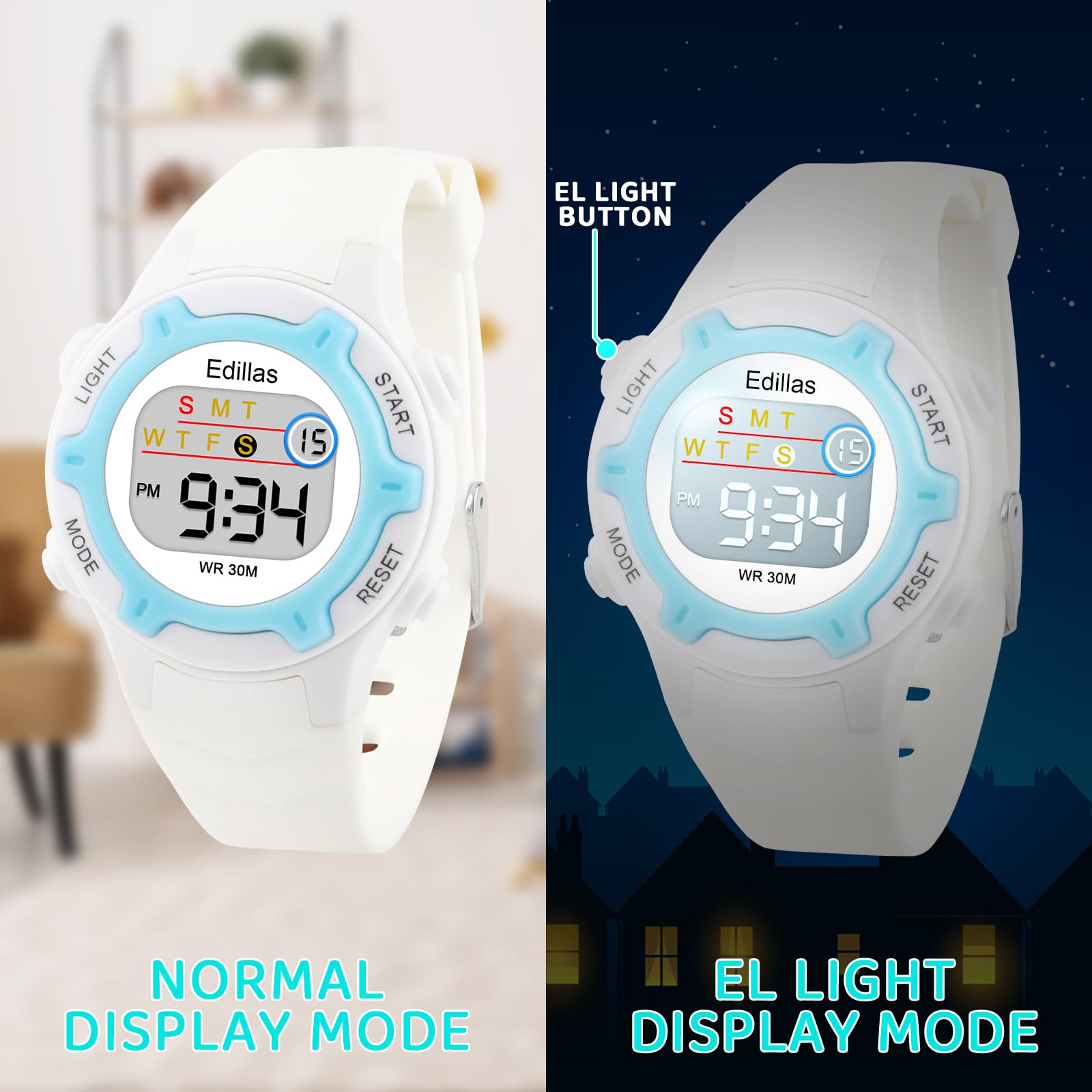 Edillas Kids Watch Digital for Girls Boys, Children Waterproof Watches Multi-Functional with LED Backlight Alarm/Stopwatch for Student Ages 4-13