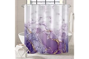 Uiiooazy Purple Shower Curtain, Abstract Marble Shower Curtain for Bathroom Waterproof Fabric Shower Curtain Set with Hooks 72x72 inches