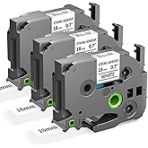 TZe-S241 18mm Extra Strength Adhesive Tape Replacement for Brother TZeS241 TZ Tape 18mm 0.7 Strong Adhesive Black on White 3/4" for Brother P Touch PTD400 PTD410 PTD400AD PTD600 PT1750, 3-Pack