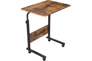 soges 23.6inches Adjustable Mobile Computer Table Portable Laptop Desk Computer Desk Cart Tray, Vintage Brown, 10CZZS05-1-60F