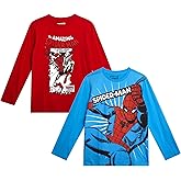 Marvel Spiderman Boys Graphic Tees - 2 Pack The Amazing Spider-Man & Friends Short Sleeve and Long Sleeve Boys Shirts (2T-16)