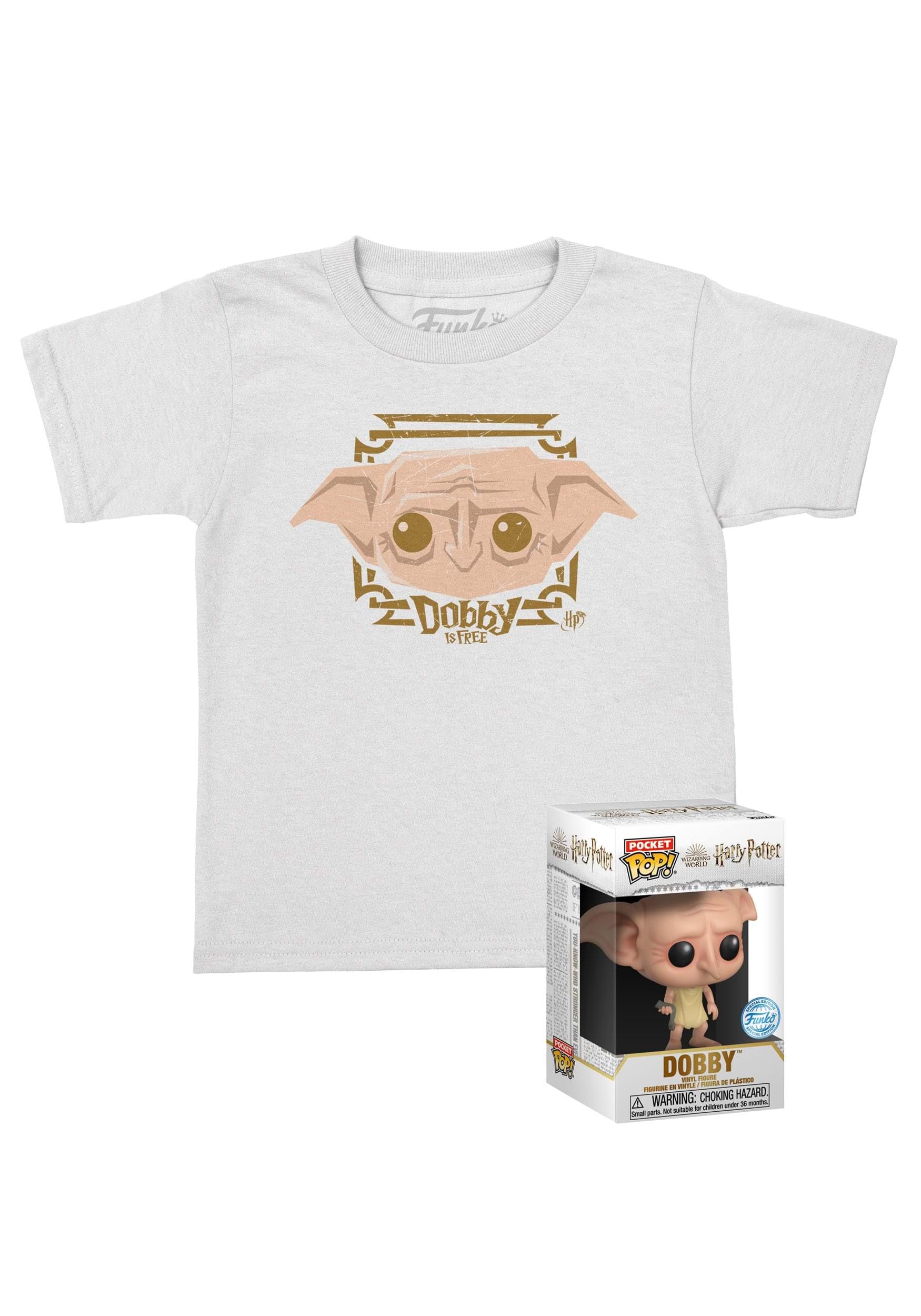 Funko Pocket POP! & Tee: Harry Potter - Dobby - for Children and Kids - Small - (S) - T-Shirt - Clothes With Collectable Vinyl Minifigure - Gift Idea - Toys and Short Sleeve Top for Boys and Girls