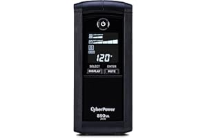 CyberPower CP850AVRLCD Intelligent LCD UPS System, 850VA/510W, 9 Outlets, AVR, Mini-Tower