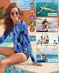 WOWENY Women Rash Guard Long Sleeve Swimsuit Top