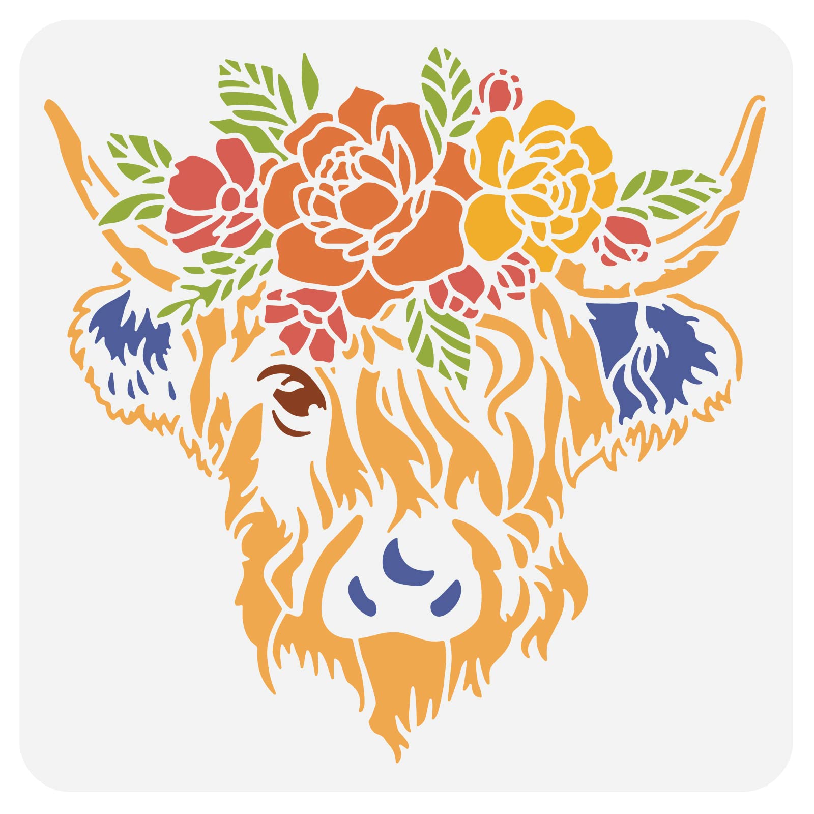 BENECREAT Highland Cow Plastic Painting Template, Animal Drawing Stencils for Art Painting, Scrabooking and Wall Decoration, 30x30cm