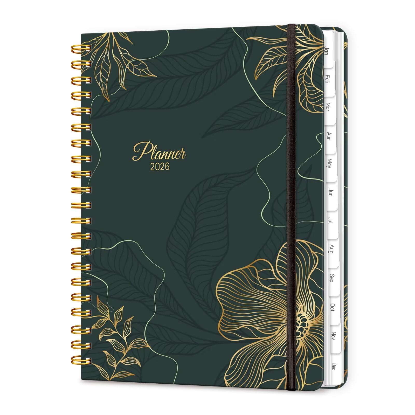 Photo 1 of 2026 Planner, A5 Weekly and Monthly Planners with Tabs, Spiral Bound Daily Calendar 2026 Planner, Agenda Organizers from Jan. to Dec., Hardcover Habit Tracker Journal 6.18" x 8.5" (Black Gold)