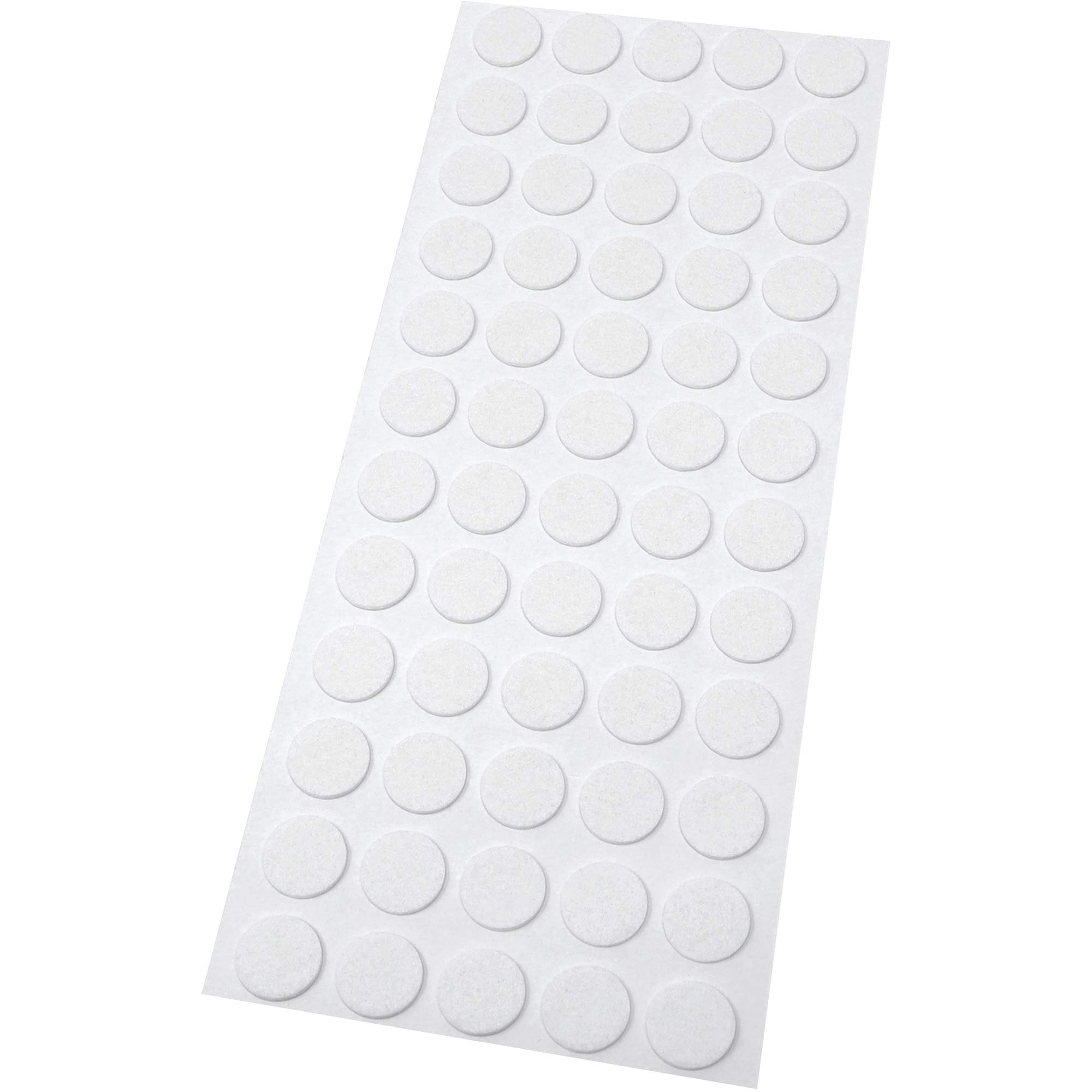 Adsamm® / 60 x self-stick felt pads / Ø 0.55'' (Ø 14 mm) / white / round / self-adhesive furniture glides with felt thickness of 0.059'' / 1.5 mm