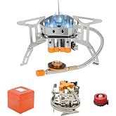TGpao Ultralight foldable backpacking Gas Stove for camping | Portable Pocket Cookware With Fuel Canister Adapter,Piezo Lgnition,Storage Box ,Compatible with Propane,Butane,Isobutane,etc