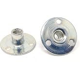 Weld Nut Round Base with Holes 9/32" Tall 10-32 Thread - Zinc Finish