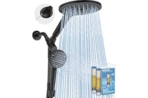 MakeFit Dual Filtered Rain Shower Head Combo, High Pressure Handheld Shower Head with Adjustable Bar - Rainfall Shower Head And Showerhead with Filter for Hard Water - Removes Chlorine