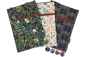 French KOKO 3-Piece Waterproof Book Carrier, Book Protector Pouch with Zipper Pocket and Handle, Paperback Protector Book Carrier Travel Book Cover Case Carrying Case