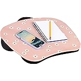 LAPGEAR MyStyle Portable Lap Desk with Cushion - Pink Daisy - Fits up to 15.6 Inch Laptops - Style No. 45336