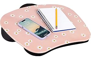 LAPGEAR MyStyle Portable Lap Desk with Cushion - Pink Daisy - Fits up to 15.6 Inch Laptops - Style No. 45336