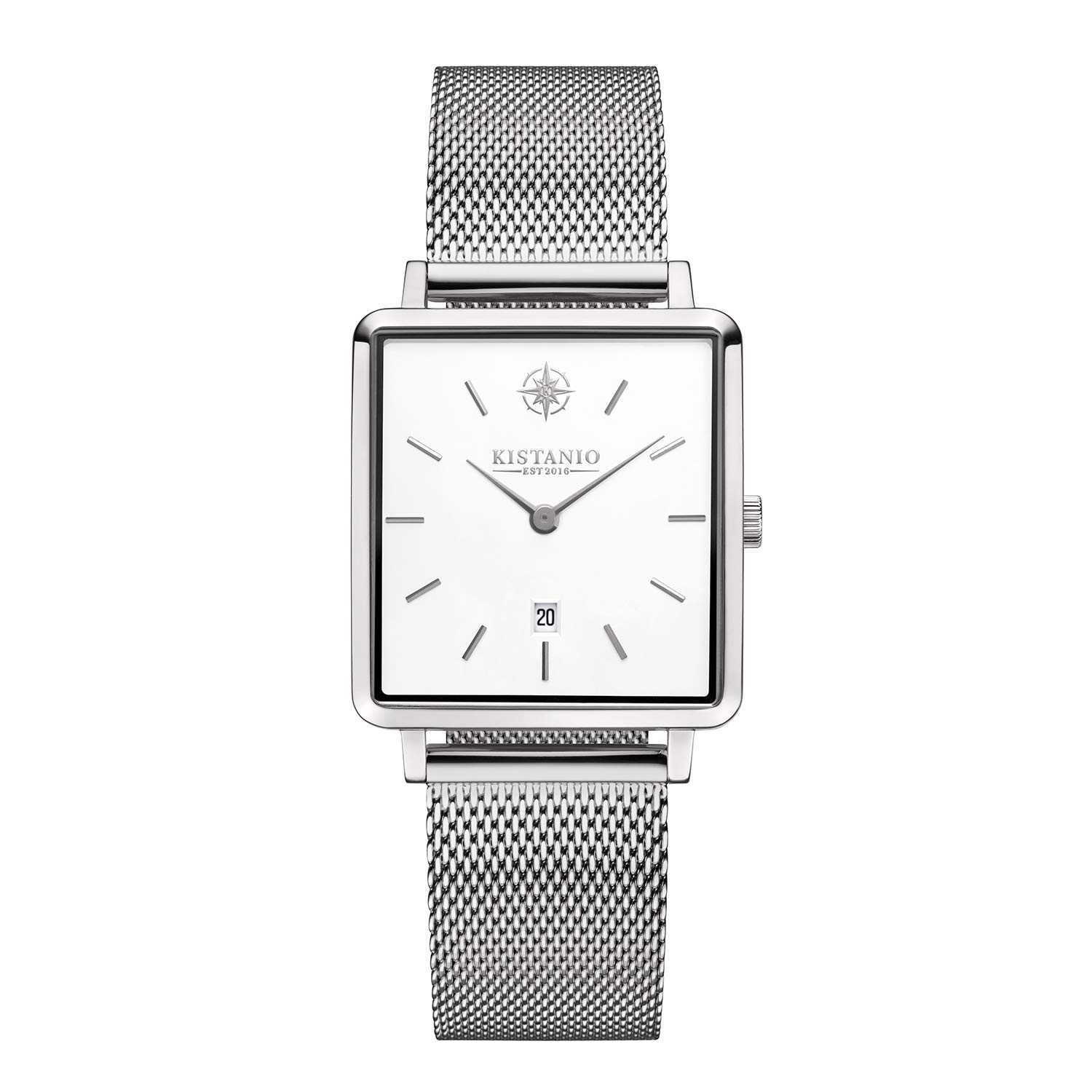Kistanio Carré SI-WH-M Women's Watch with Milanese Strap Date Stainless Steel Sapphire Glass