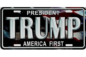 SMART BLONDE Trump America First Novelty Metal License Plate Tag LP-11031