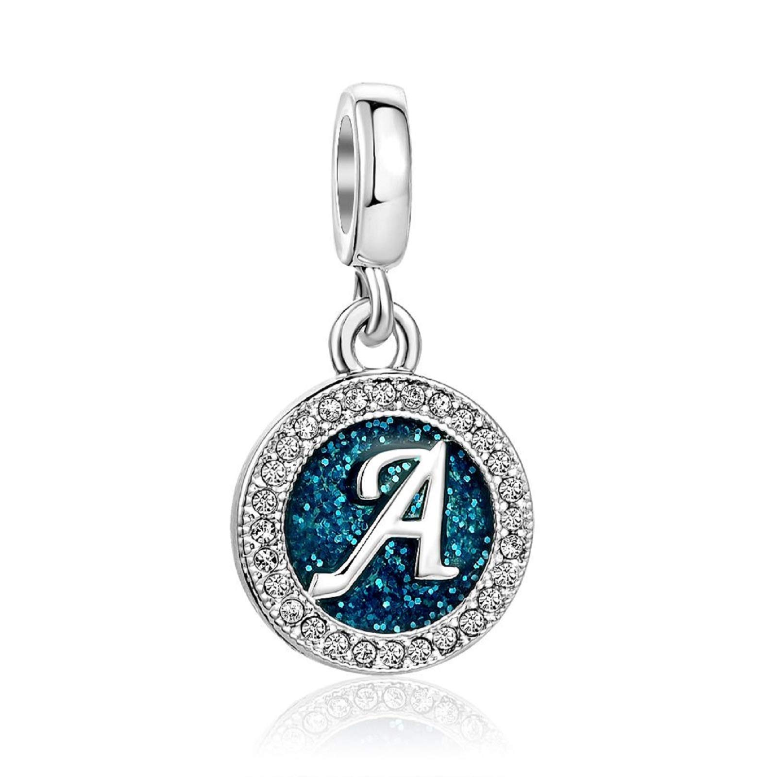 KunBead Jewelry Letter A Initial Charms for Women Sale Sister Dangle Blue Bracelets and Charms for Girls