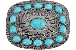 GORGECRAFT Western Turquoise Belt Buckle Vintage Native American Indian Elements Cowboy Buckles Retro Cowgirl Alloy Oval Belt