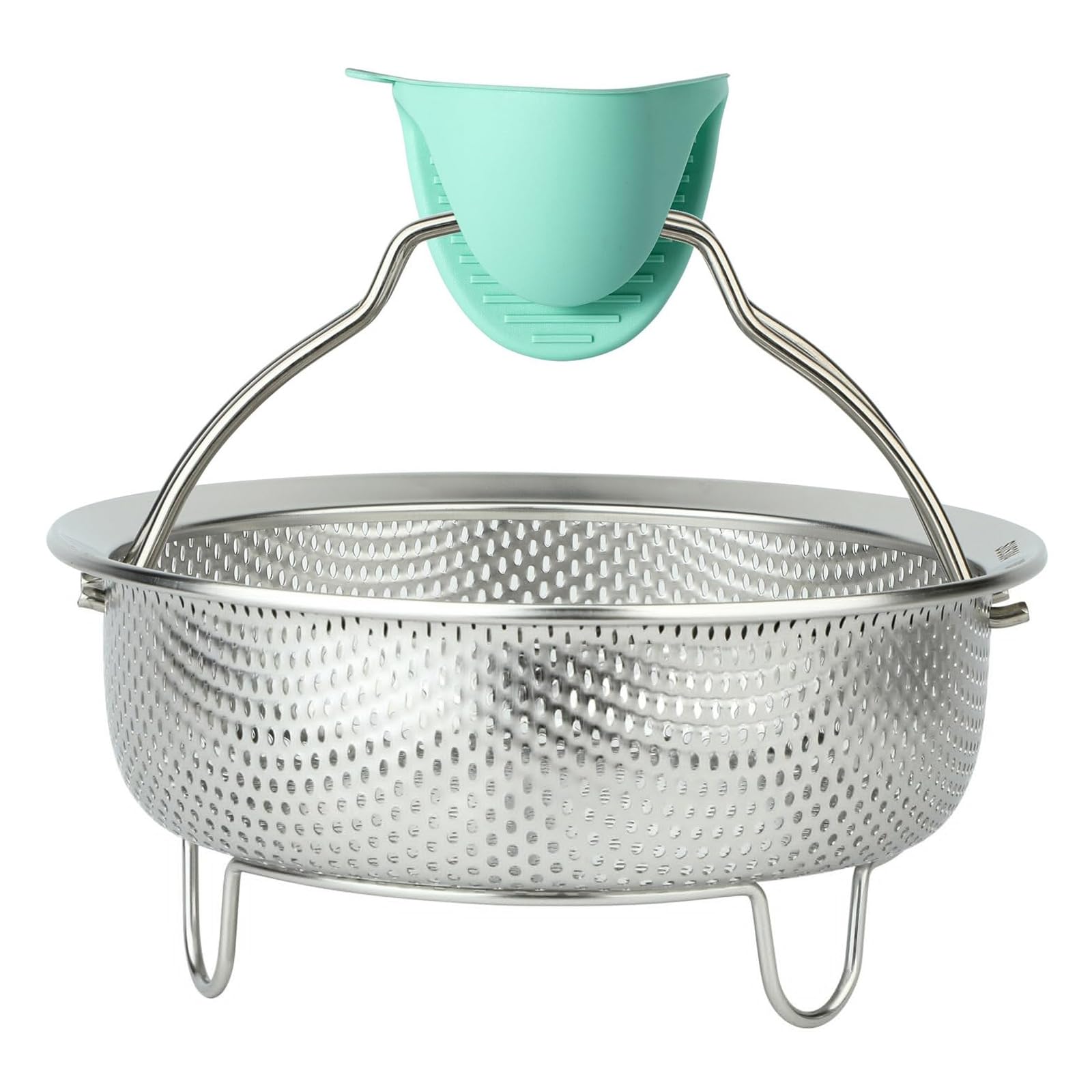 Photo 1 of ICEICE Stainless Steel Steamer Basket - Vegetable & Dumpling Steamer Insert for Pots, Instant Pot Accessories with Handles & Feet, Multi-Purpose Mesh Strainer for Cooking, Fruits (Silvery, Large)