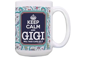 THISWEAR Gigi Birthday Gift Keep Calm Gigi Will Take Care of It Gigi Present 15oz Ceramic Coffee Mug with Handle Paisley