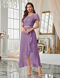 BeryLove Prom Dresses for Women Wedding Guest Ruffe