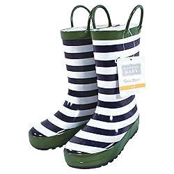Hudson Baby Kids Rain Boots, Dino Stripe, 8 US