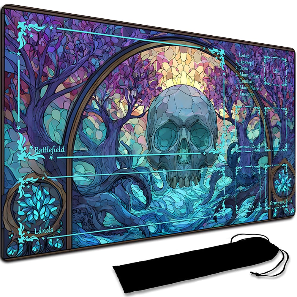 Board Game MTG Playmat + Black Waterproof Bag, Stitched Edges, Smooth Rubber Surface, MTG PlayMat With Zones (An Original Playmat) (With Zone,4)