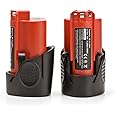ExpertPower 2 Pack 12-Volt Lithium Replacement Battery for Milwaukee M12, 48-11-2401, 48-11-2402, 48-11-2420, 48-11-2430, 48-11-2440, 48-11-2460, 48-11-2411, 48-11-2412 and Heated Hoodie Jacket