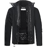 fit space Men's Pro Ski Jacket Waterproof 15K Breathable Snowboard Jacket, Insulated Winter Snow Coat Helmet Hood