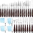 Lasnten 27 Pcs Palette Knife Set Stainless Steel Wood Handle Acrylic Paint Spatula Tools for Canvas Oil Color Mixing and Texturing