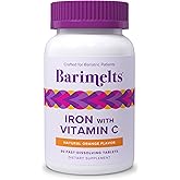 Barimelts Iron with Vitamin C, 90 Fast-Dissolving Tablets (1-Month Supply), Sugar-Free Bariatric Iron Supplement for Women, Natural Orange Flavor​