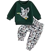Duck Camo Hoodie Outfit Baby Boy Toddler Hunting Clothes Embroidery Sweatshirt Camouflage Print Top and Jogger Pants