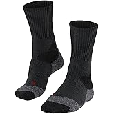 FALKE Men's TK4 Expedition Hiking Socks, Crew Length, Thick Padding, Athletic Sock, Breathable Quick Dry, Merino Wool, Grey (Asphalt Melange 3180), 6.5-8.5, 1 Pair