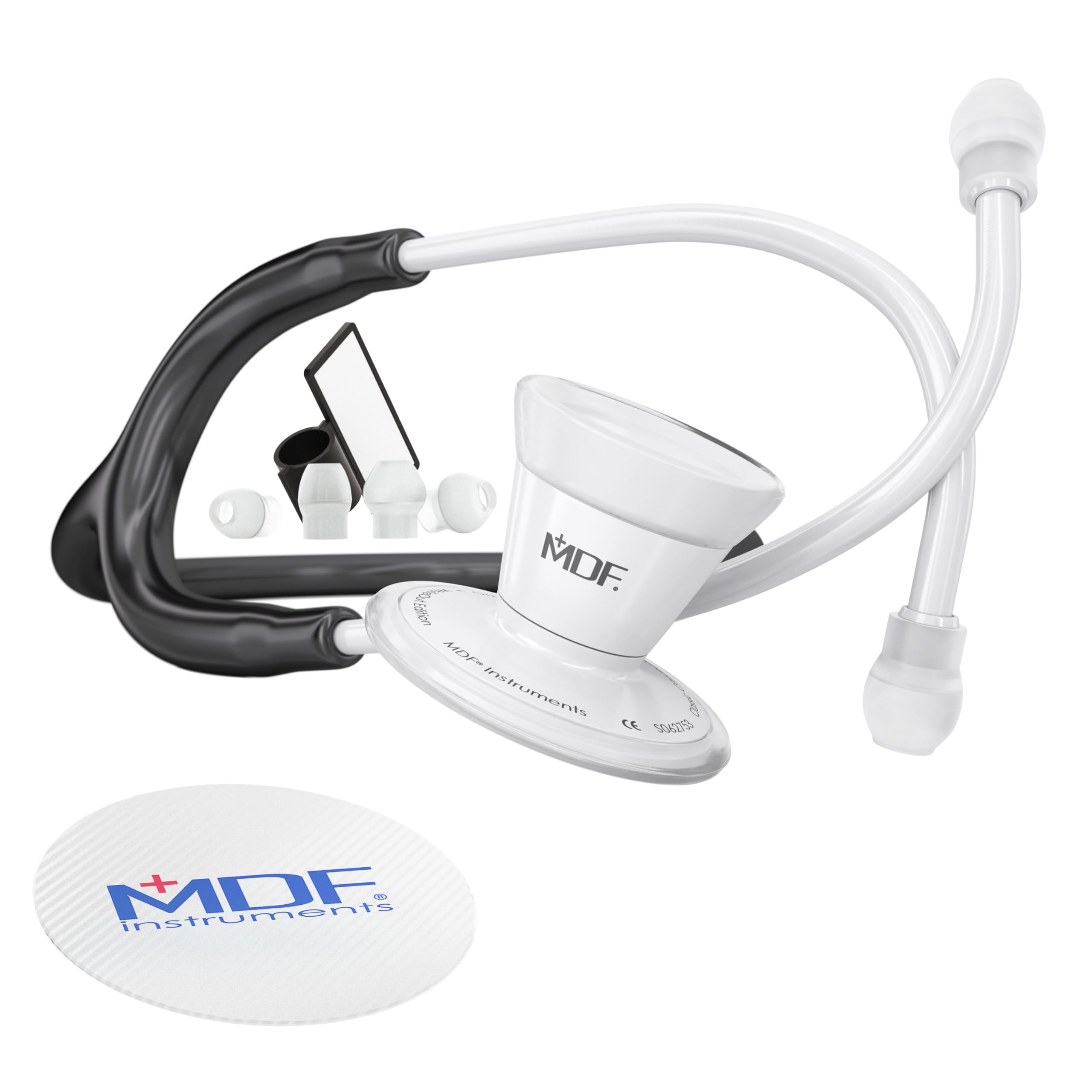 MDF Instruments, ProCardial Cardiology Stethoscope, Adult, Dual Head, WhiteOut/Black, Stainless Steel, MDF797WO11