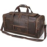 Polare 23" Full Grain Leather Travel Duffle Bag For Men 42L Duffel Bag Overnight Carry on Luggage Sport Weekender Bag