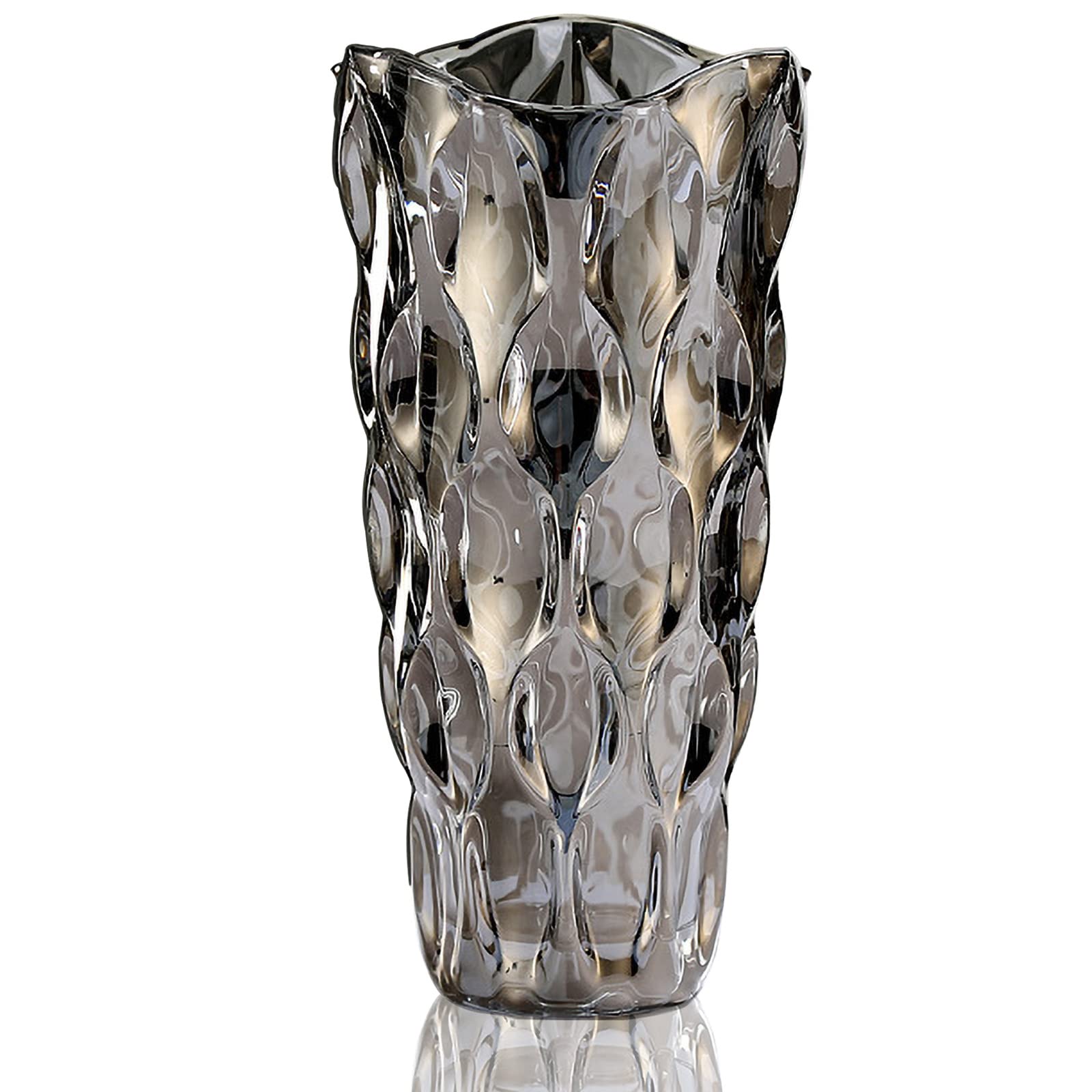 Glass Flower Vase, Modern Minimalist Vase, Nordic Glass, Floral Handmade Flower Arrangement Decoration, Hydroponic Ornament for Home Dining Table, Gift for Wedding, Housewarming Party (Gray-1)