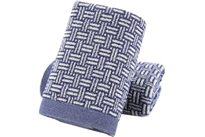 Pidada Hand Towels Set of 2 100% Cotton Checkered Pattern Absorbent Soft Decorative Towel for Bathroom 13.4 x 29.1 Inch (Blue)