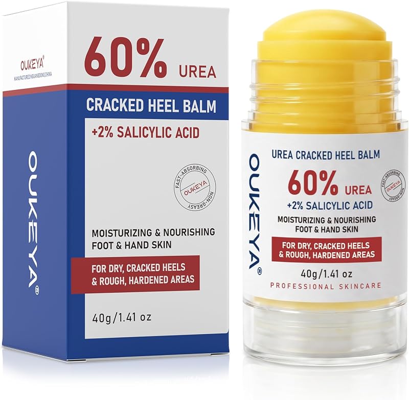 Stick Antidurezas con 60% Urea & 2% SA, Bálsamo Sólido Suavizante para Talones, Pies, Codos y Rodillas, Cuidado Intensivo para Piel Seca y Áspera, 40 g