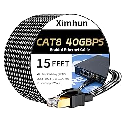 Ximhun Cat 8 Ethernet Cable 15 FT, High-Speed