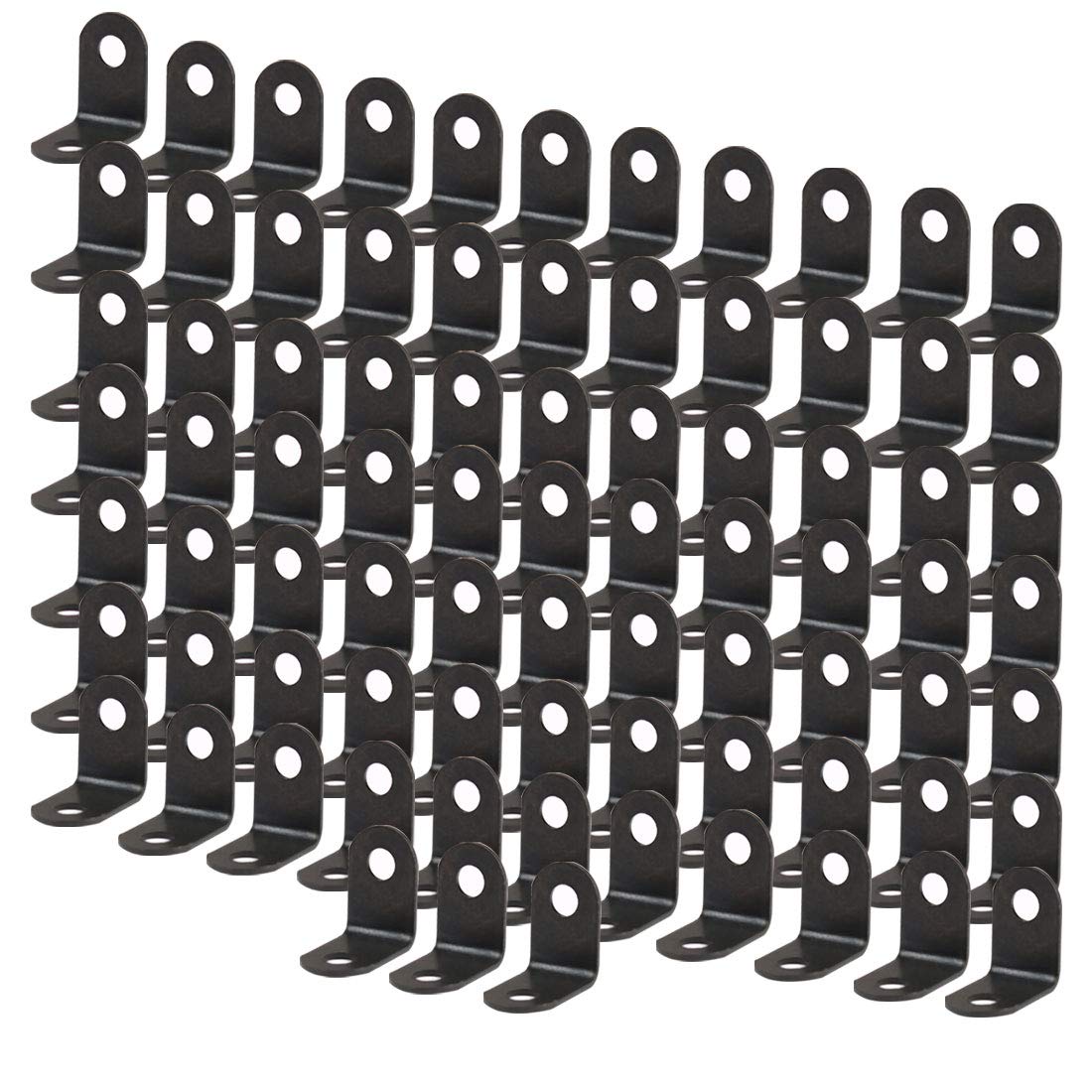 sourcing map 80pcs Angle Bracket Metal 12x12mm Black Corner Brace Fastener L Shaped Right Angle Brackets Corner Protector Shelf Support with Screws for Furniture