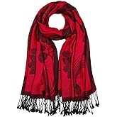 QIUTIMIY Paisley Pashmina Shawls and Wraps for Women Reversible Jacquard Festival Rave Pashmina Scarves with Fringe Vintage