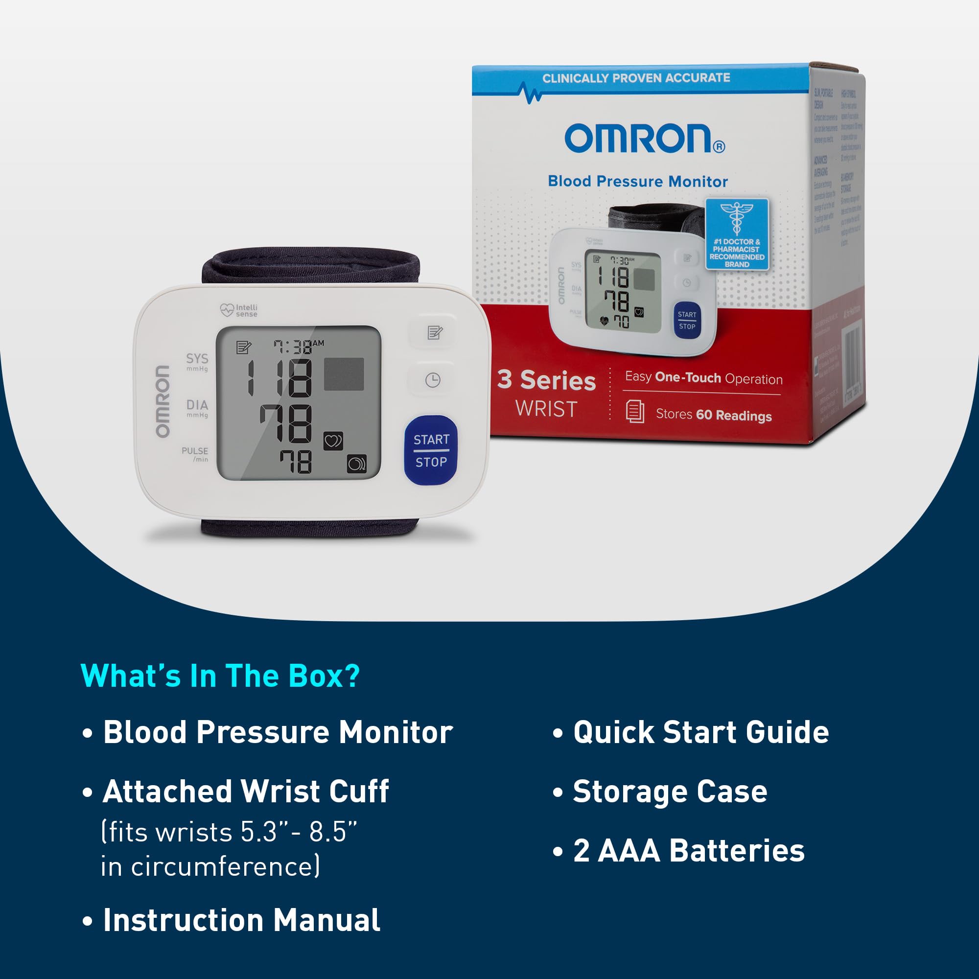OMRON 3 Series Wrist Blood Pressure Monitor for Home Use - #1 Doctor & Pharmacist Recommended Brand - Clinically Validated