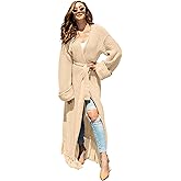 BlaQ Vault Women's Floor Length Open Front Knit Cardigan Dress - Long Sleeve Maxi Dress - Cardigan for Women