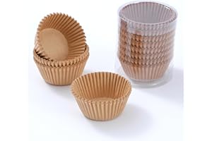 200PCS Greaseproof Paper Cupcake Liners - Disposable Baking Cups for Muffins, Cupcakes & Desserts(Natural color)